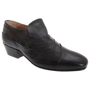 Montecatini Mens Folded Vamp Tab Full Leather Reptile Shoes / Black